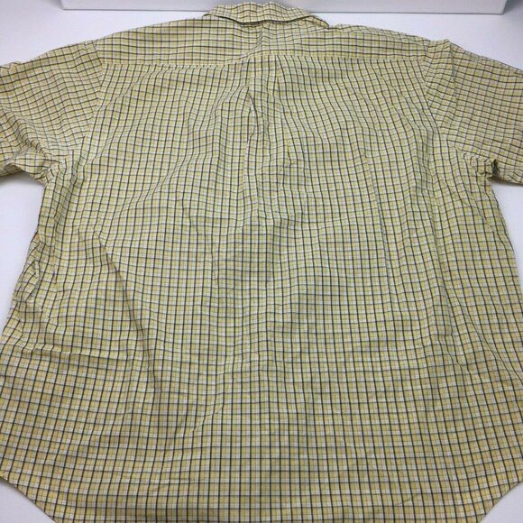Roundtree & Yorke Mens Plaid Yellow Short Sleeved Shirt Size XL - Picture 3 of 7